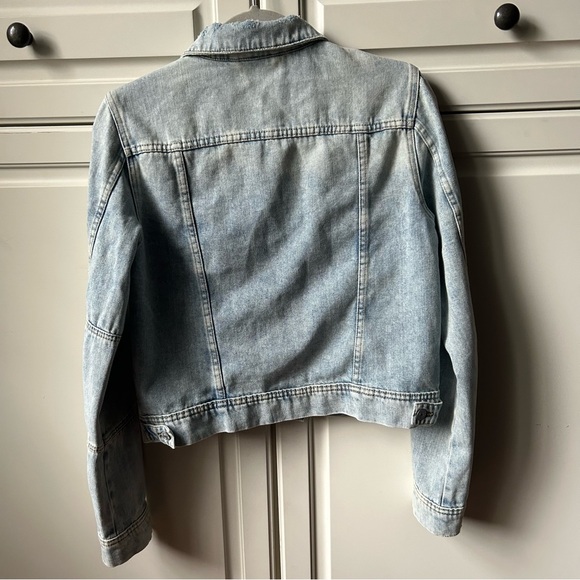 Free People Rumors Denim Jacket Distressed Ripped Light Wash S - Picture 5 of 15